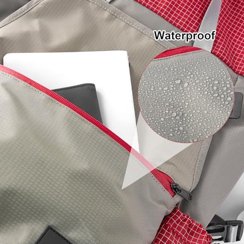 Hiking Backpack for Men Women, 35L Water-Resistant & Lightweight UHMWPE Casual Daypack Backpacks, Large Capacity College Bookbag For College (Red)4