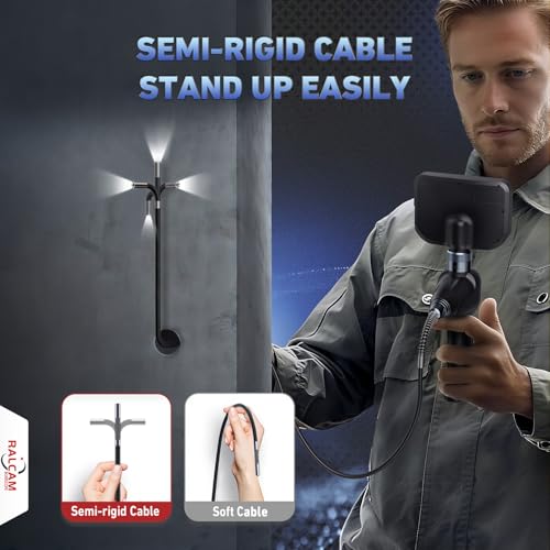 Image of Ralcam 360 Articulating Borescope, 6.2mm /0.24in Slim Probe | 4X Zoom, Joystick 4 Ways Endoscope Inspection Camera with Light for Automotive Engine, HVAC, Mechanics