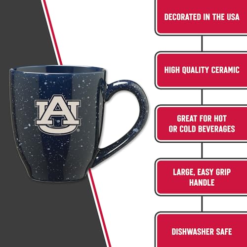 Image of Rico Industries NCAA Auburn Tigers Navy Blue Personalized 16 oz Team Color Laser Engraved Speckled Ceramic Coffee Mug