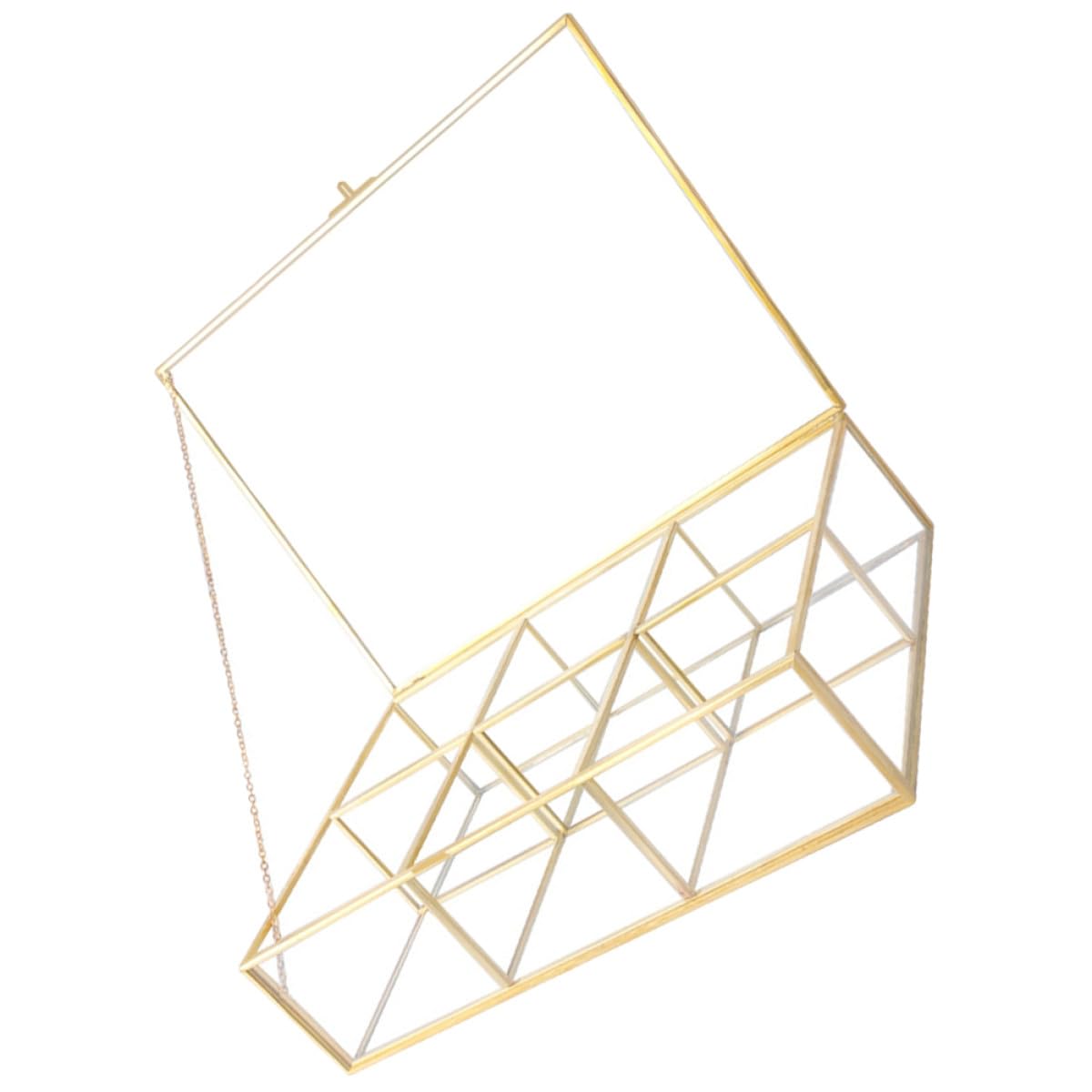SOLUSTRE Schmuckkästchen Organizer mit Glasdeckel Durchsichtige Aufbewahrungsbox aus Legierung und Glas Platzsparend mit 6 Fächern für Schmuck und Armbänder für Schmuckshows