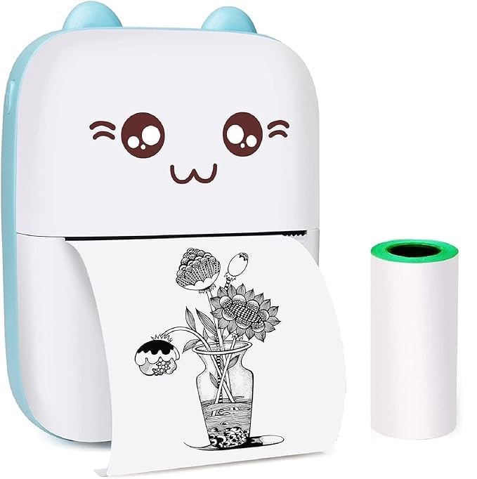 GIFTMAX Mini Bluetooth Thermal Printer, Portable Label Maker, Inkfree Printer for Android, Cake Printing Machine, Card Making Machine, Sticker Label, Pencil and Inkjet Printer for Home & Office Shops-image-39