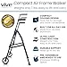 Vive Lightweight Folding Walker for Seniors - Narrow Foldable Rolling Walker for Small Spaces- Compact & Collapsible for Travel - with Wheels, Mobility Support, Portable- Weighs Only 7 Pounds
