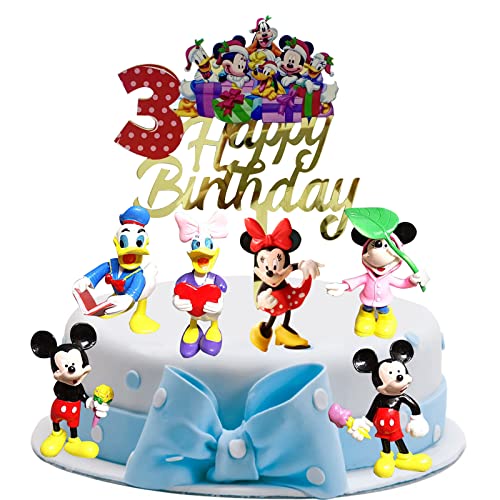 7 Pieces Figuras Mickey Mouse Tarta,Minnie Adorno Para Pasteles 3 años,Mickey Cake Topper,Adorno Tartas Mickey Mouse,Mini Figuras Mickey,Minnie Cake Decoration para Baby Shower Fiesta de Cumpleaños Cover