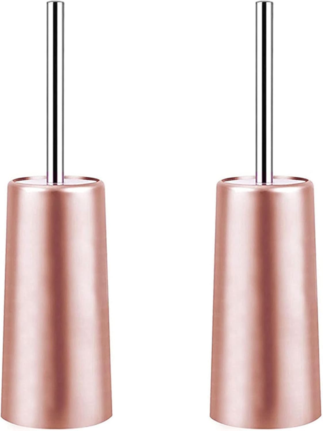 2X Stainless Steel Toilet Brush and Holder - Toilet Bowl Cleaner Brush Set for Bathroom Toilet (Rose Gold)