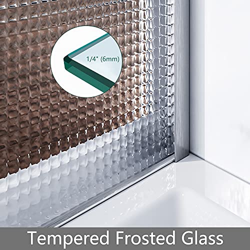Elegant Semi-Frameless Bypass Shower Door Dual Sliding Shower Glass Door With 1/4'' Frosted Glass, Bathroom Corner Shower Door, 58.5-60'' W X 72'' H, Brushed Nickel Finish #TOP4