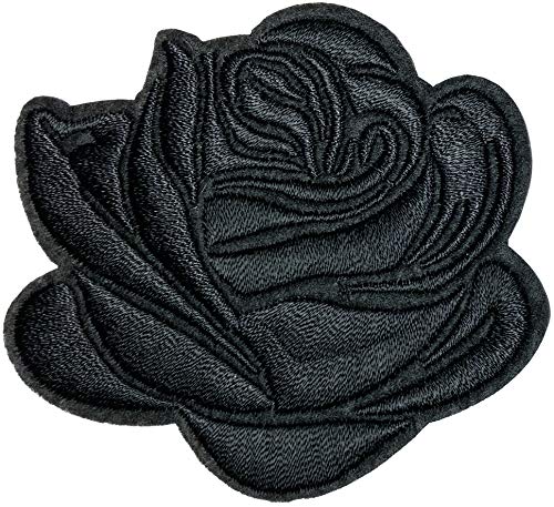 Écusson Rose Noire Fleur Patch Thermocollant Flower Nature Plante Thermocollant applique flower à coudre ou à coller fer à repasser couture badge...