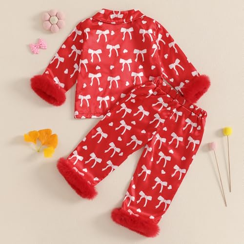 Kids Toddler Girl Pajamas Set Button Down Sleep Shirt Top+Long Pants Matching 2PCS Pj Lounge Sets3