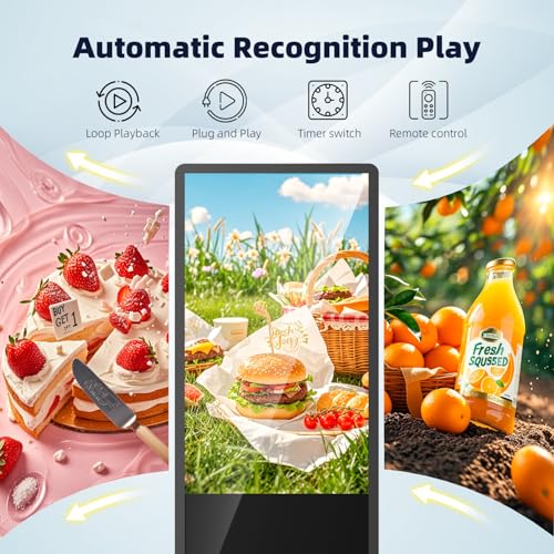 Image of 32 Inch Digital Signage Display Touchsreen, Advertising Kiosk IPS LCD Screen, Indoor Floor Standing Customizable Commercial Totem, Android System, Interactive Display Poster Auto Media Player