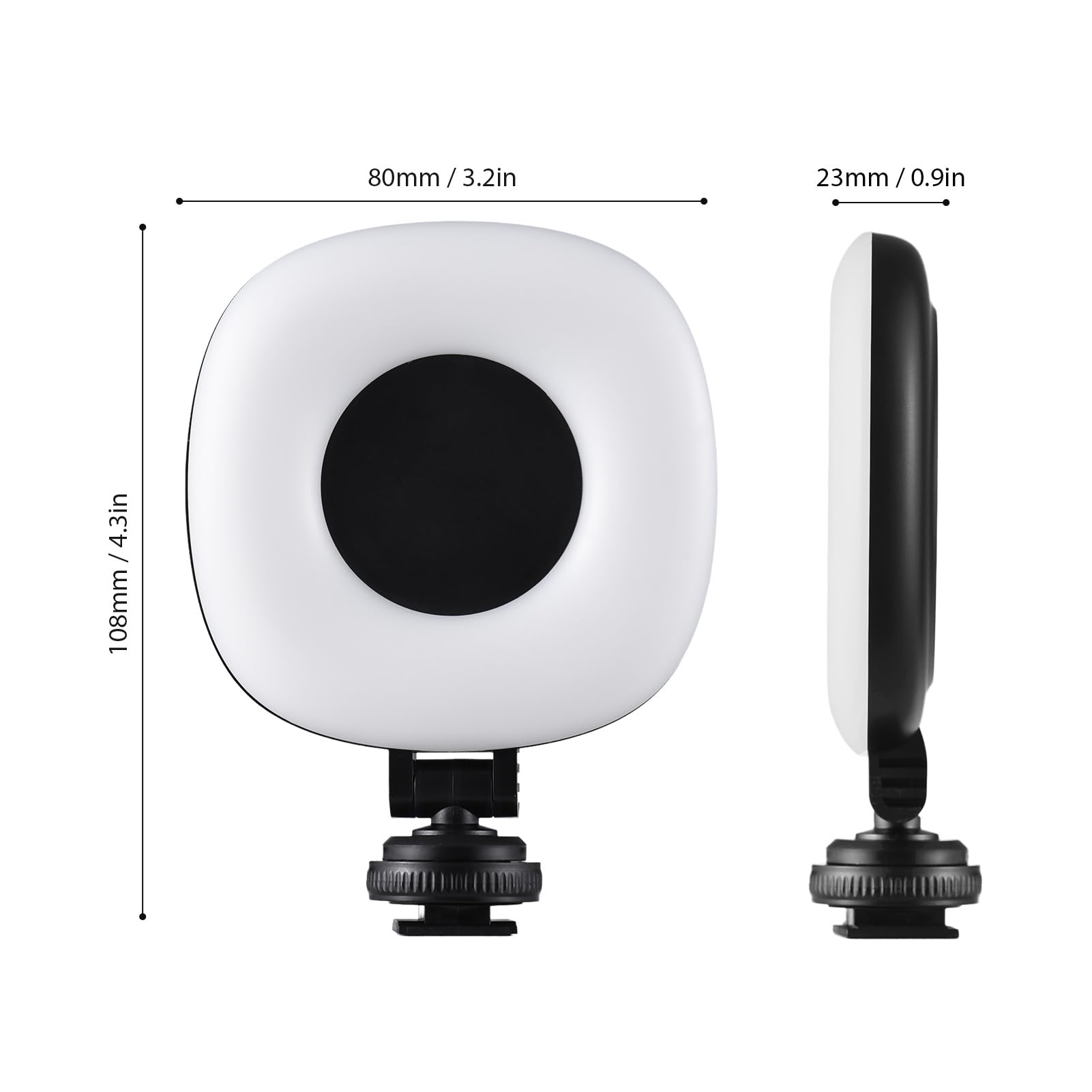 Anneau Lumineux Portable pour Appareil Photo, lumière de Remplissage d'appareil Photo, Lampe vidéo LED avec 3 Modes avec Batterie et Adaptateur de Griffe pour vlogging,
