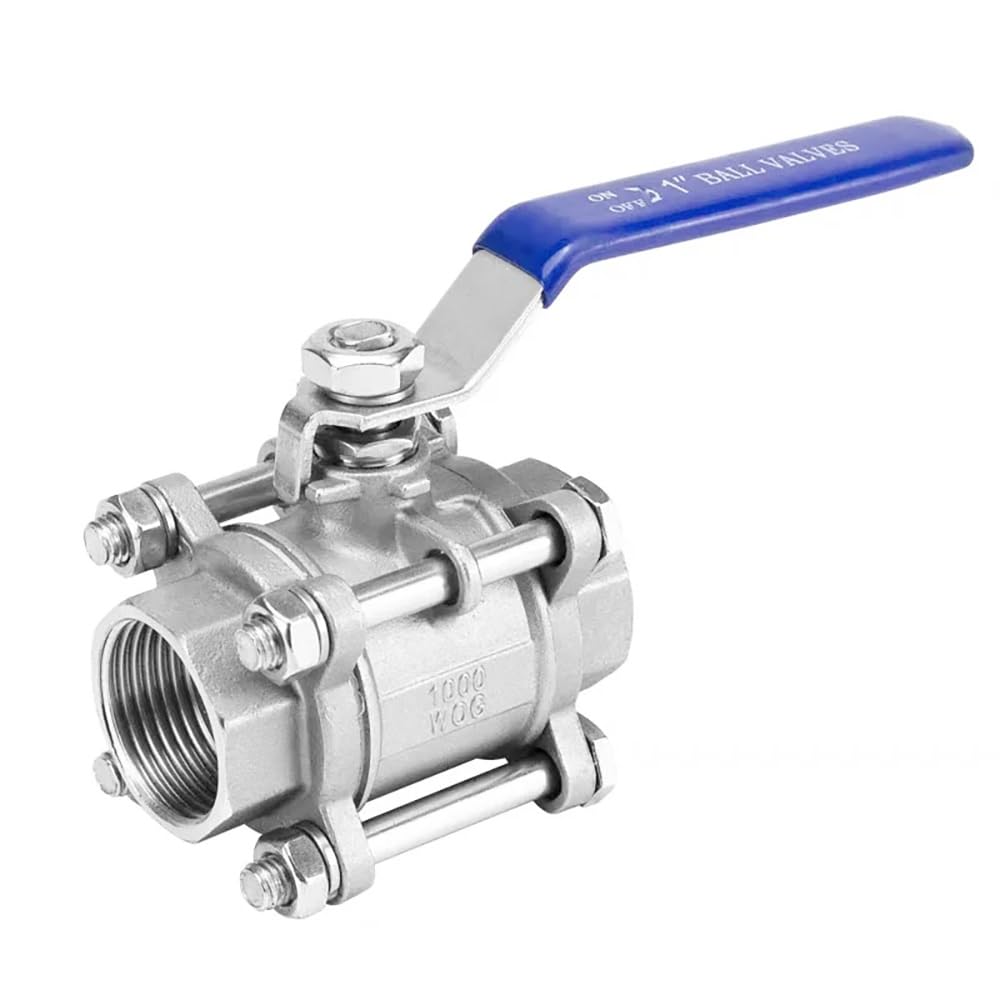 1/4" 3/8" 1/2" 3/4" 1" 1-1/4" 1-1/2" 2" 304 Stainless Steel Three-Piece Ball Valve Female Welded Switch 1pcs(Threaded,1/4")
