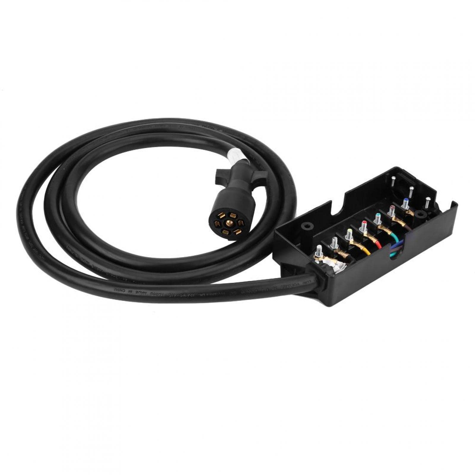 Cable de enchufe para remolque, resistente, de 7 vías, cable de remolque en línea con caja de conexiones de 7 pandillas con cable de 8 pies, adecuado para remolques Rvs, caravanas, camiones de comida,