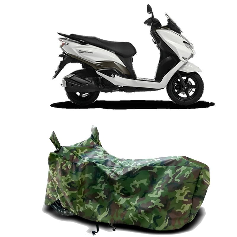 Image of DUFFEL-100% Heat Protection Two Wheeler Bike /Scooty Body Cover for Suzuki Burgman Water Resistance /UV-Rays /Birds Dropping /Scratchproof /Dust Proof /Waterproof[Green Jungle Print]