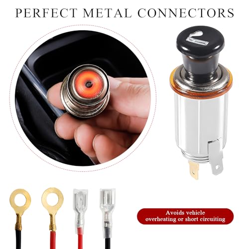 Image of Yourkar 2 PCS Car Cigarette Lighter, DC 12V Auto Cigarette Lighter Socket Plug Element, Cigarette Lighter with Cable for Most Cars, Trucks, Trailers, RVs, Boats, Universal Car Accessories