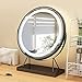 Miroir De Maquillage Rond LED, Miroir De Bureau avec Lumière LED, avec Contrôle De L'écran Tactile, pour Dressing, Chambre, Miroir Cosmétique Rotatif À 360 °, Miroir De Coiffeuse,Or