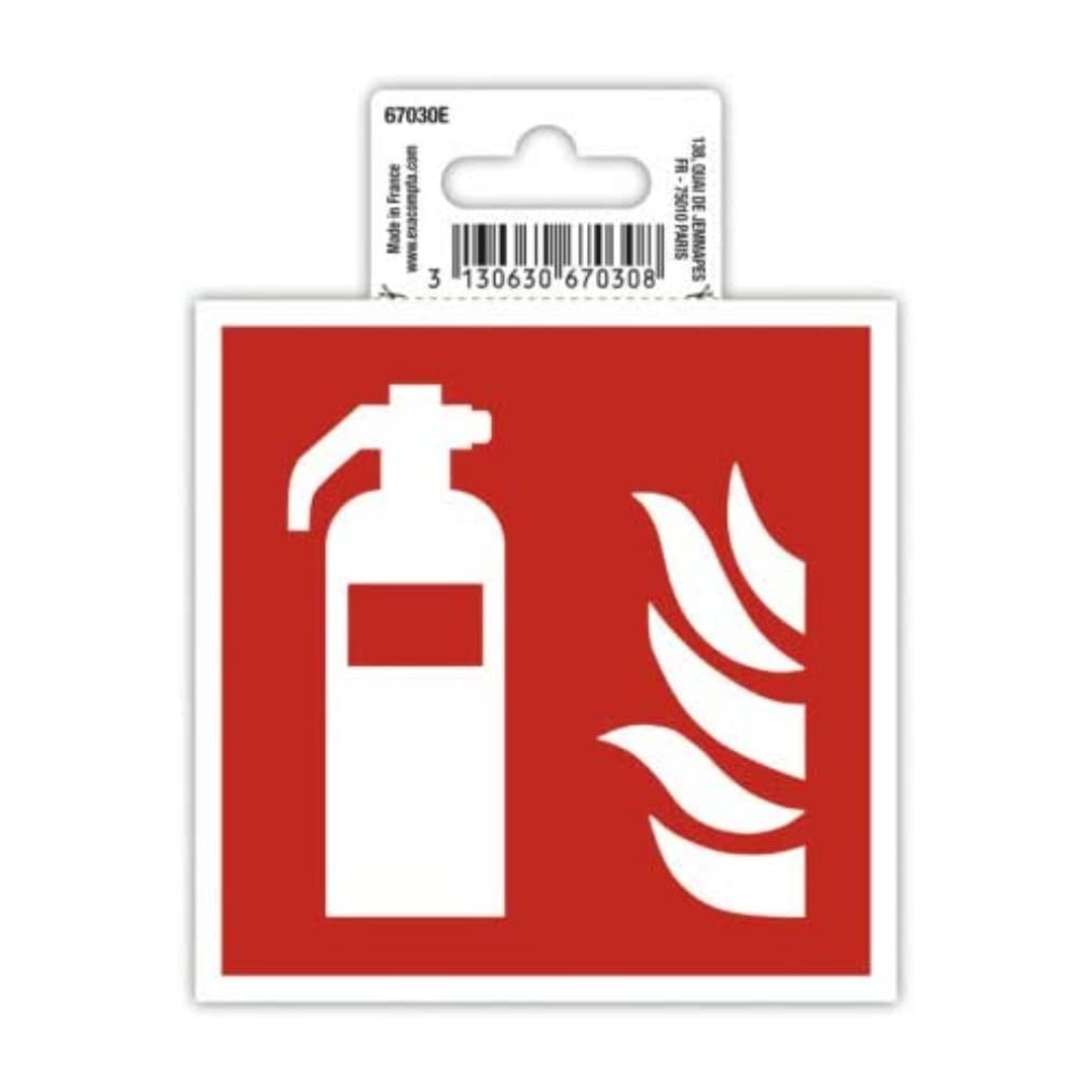 Exacompta - Ref 67030E - Self-Adhesive Company Signage - Fire Extinguisher Sign - 10cm in Size - Essential Signage for Company, Business & Commercial Needs