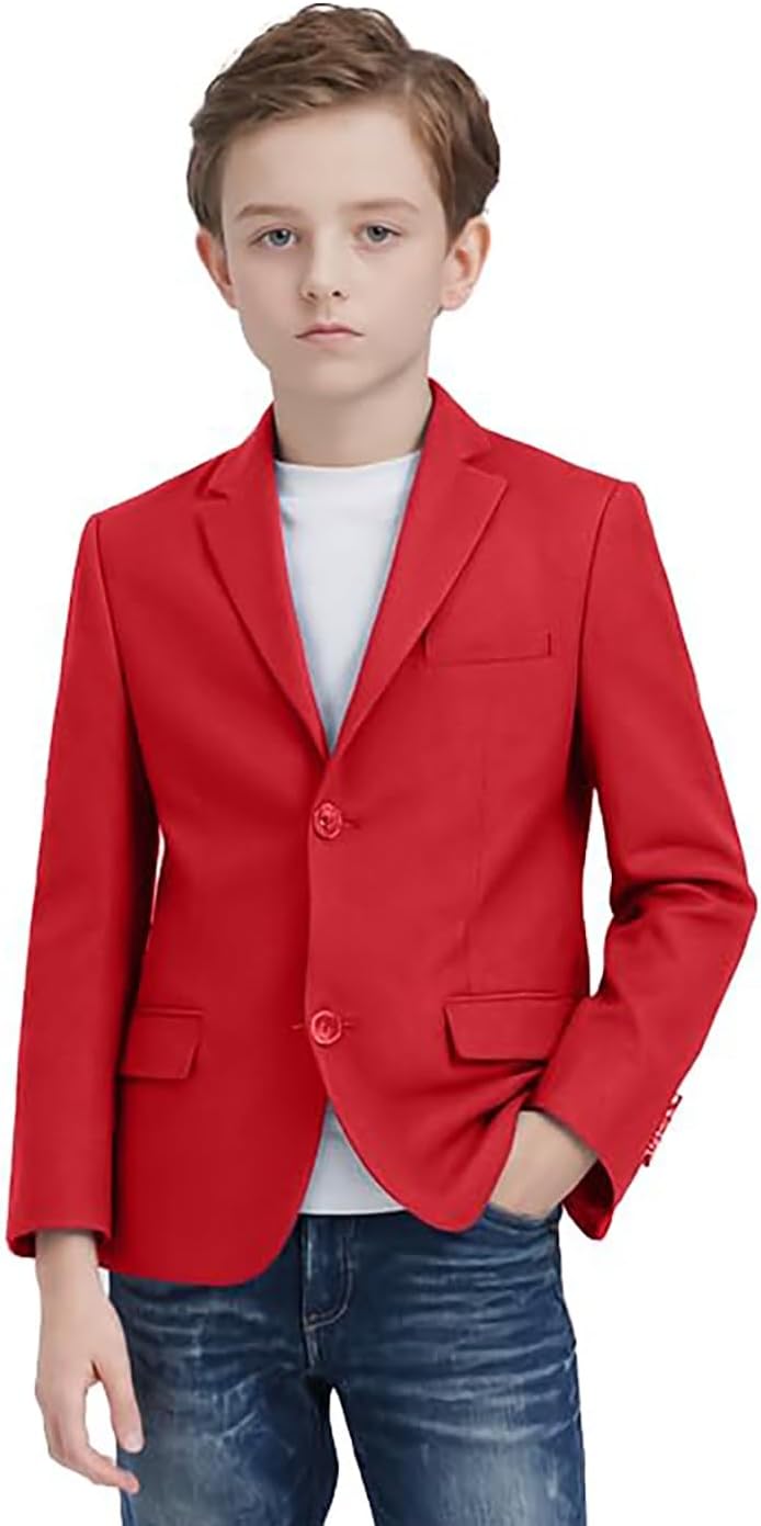 Boys' Blazer Suit Jacket Formal Sport Coats Solid Color Tuxedo Blazers for Boy Dinner Party Or Prom