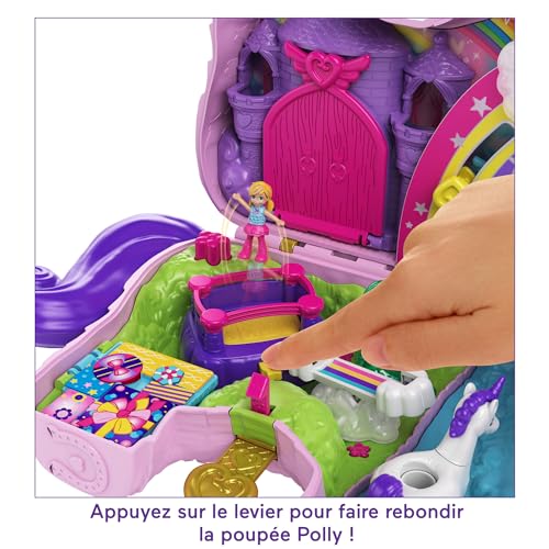 Polly Pocket Coffret 2 en 1 Salon De Coiffure Licorne Arc en Ciel avec Tête À Coiffer Comprend 2 Figurines Plus 25 Accessoires Et Éléments Mobiles Jouet pour Enfant de et Plus HMX18 - vue 4