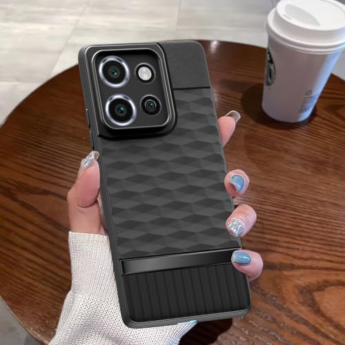 Image of Pikkme Back Cover for Moto Edge 50 Neo 5G Camera Protection 3D Hexa Cube Design Silicone Protective Bumper Case (Black)