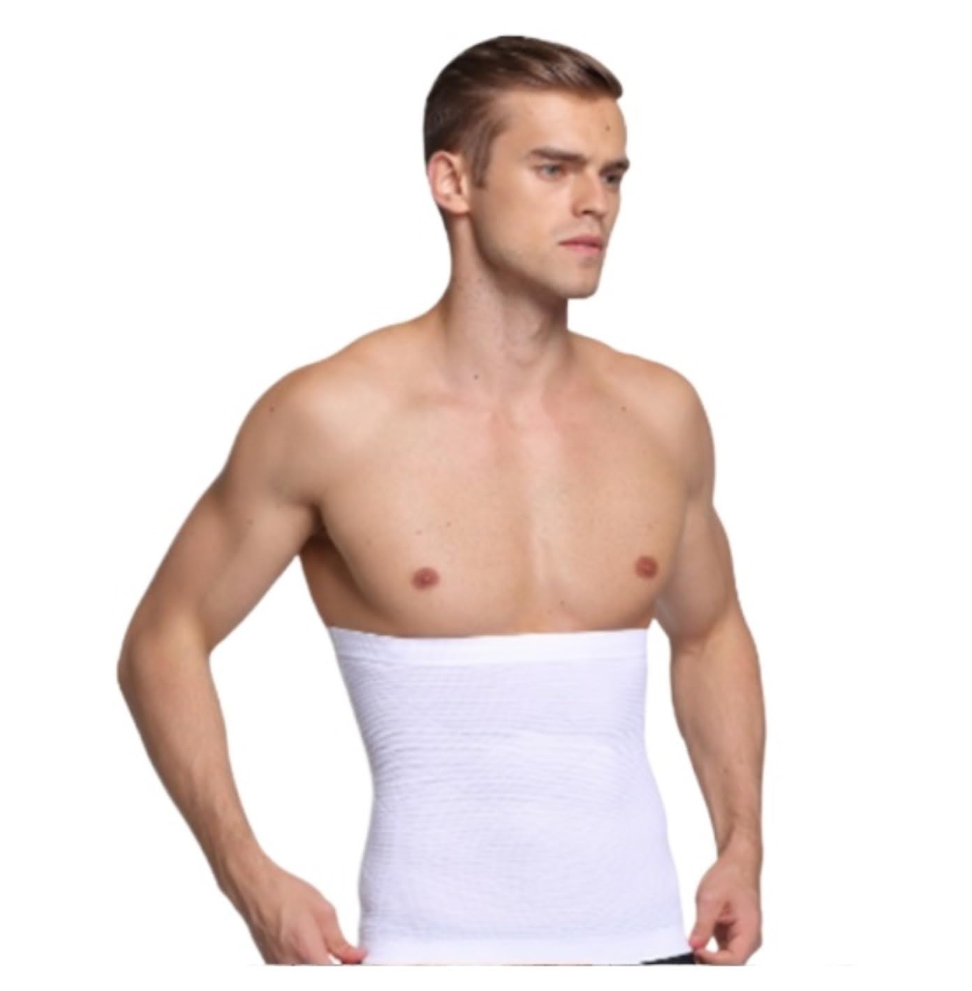 gorset korekcyjny, Pas wyszczuplający talię Belly Trainer, gorset do kontroli wagi, pas modelowania brzucha, podtrzymywania pleców(White,L)