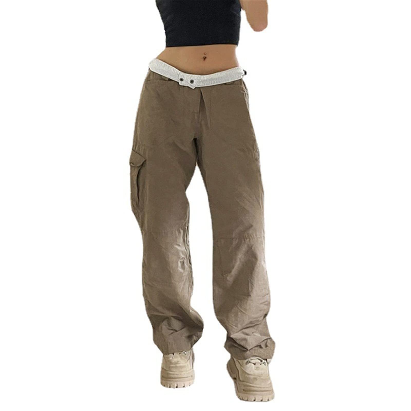 Timbrigte Women High Waisted Cargo Pants Harajuku Hippie Baggy Relaxed Joggers Y2k Hip Hop Oversized Sweatpants