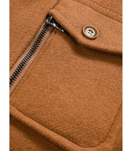 Image of INVACHI Men's Wool Blend Coat Single Breasted Trench Coat Thermal Business Winter Coat with Removeable Collar