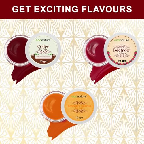 Image of Econature Herbals Madhuadhar Coffee Lip Balm with Beetroot, Natural Moisturizer for Dry and Chapped Lips, Dark Lip Lightening, 10g