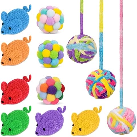 Retro Shaw Cat Toys Knitted Mouse Toys,Cat Chew Rope with Catnip, Safe Teeth Cleaning Kitten Toy Cover