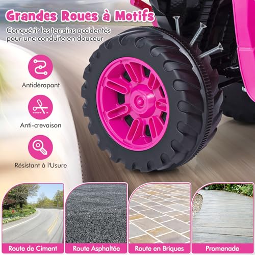 DREAMADE Elektrisches Quad 24 V für Kinder von 3 – 8 Jahren, Elektroauto für Kinder mit einstellbarer Geschwindigkeit, langsamer Start, LED-Lichter, Musik, Elektrofahrzeug, Belastung 35 kg, für Jungen – Bild 8