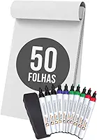 Bloco para Flip Chart 50 Folhas com Canetas Hidrográficas Papel para Cavalete Apresentações e Treinamentos