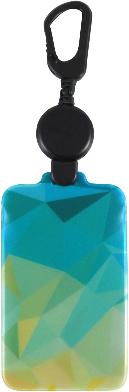 ホークアイ 【のびパス/幾何学/グリーン】光に反射する パスケース 伸びるリール付き 選べるデザイン