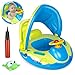 Produktbild joylink Baby Schwimmring, Aufblasbarer Schwimmsitz Schwimmhife Spielzeug Baby Float mit Sonnenschutz und Pumpe, perfekt Schwimmtrainer für Kleinkender ab 12 bis 36 Monaten