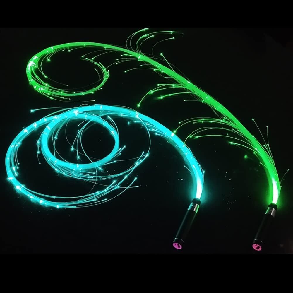 LED Fiber Optic Whip LED Fiber Optic Whip Super Bright Light 50 Color Effect Patterns 360° Rotation for Dance, Party, Light Show, (Color : Black) (Red)