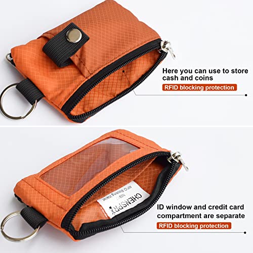 Image of CHENSPRX Minimalist RFID Blocking Small Wallet with ID Window,WaterResistant Zip Id Case Wallet with Lanyard Keychain for Cards,Cash,Travel,Women,Men
