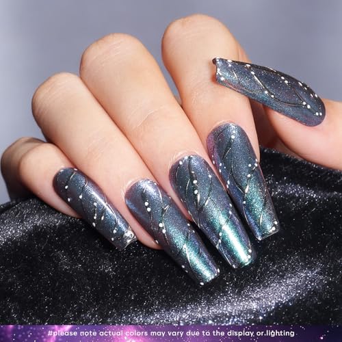 Image of AZUREBEAUTY Holographic Nail Polish Set, 4 Chameleon Colors Purple Pink for DIY Nail Art, Glossy Finish, Ideal Gift for Women