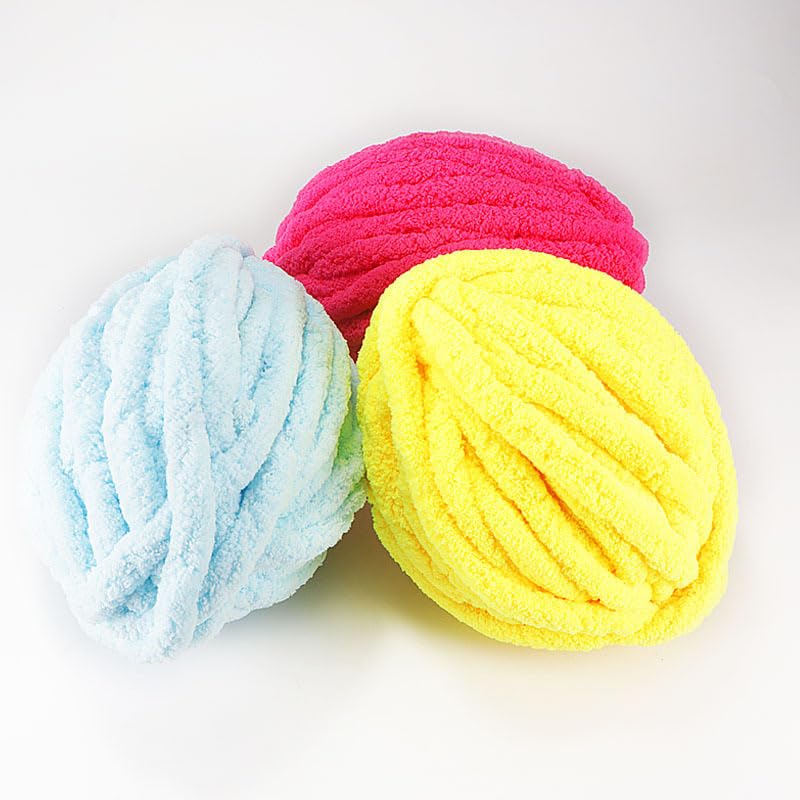 Chunky Strick-Chenille Garn 4 Stück 1000 g extra dickes Chiffon for DIY-Schal, Decke, Kissen, Katzenbett, Wollknäuel, handgestricktes Materialpaket(Color13)