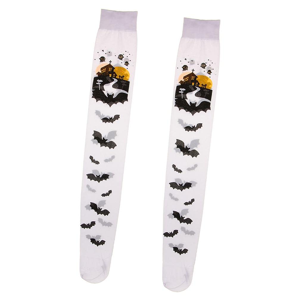 MYADDICTIONHalloween Carnival Scary Castle Bat Thigh High Stockings Fancy Dress White Clothing Shoes & Accessories | Womens Clothing | Hosiery & Socks | Stockings & Thigh-Highs