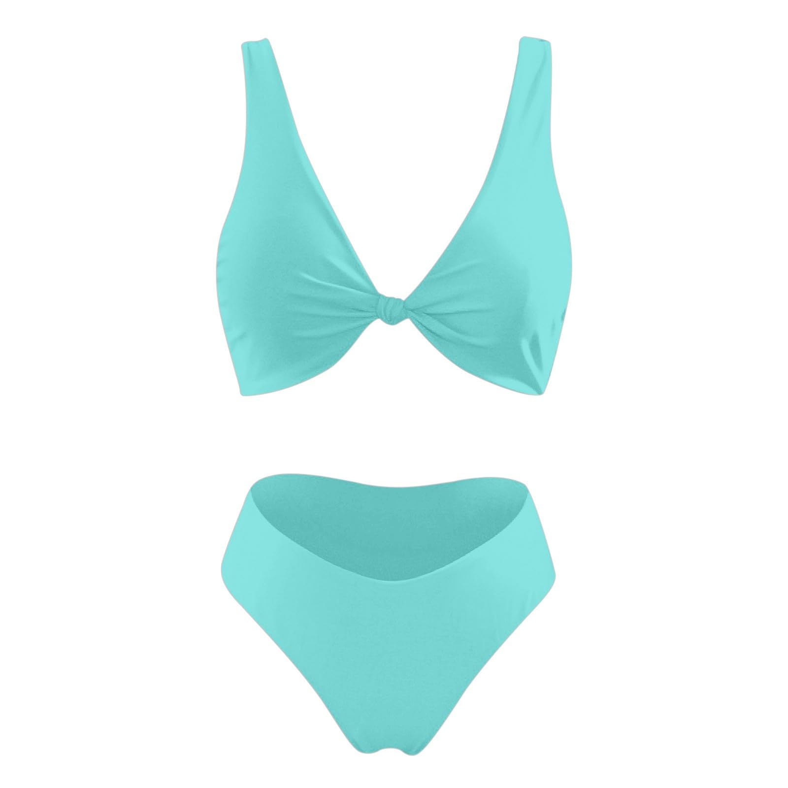 Generisch Bikini para mujer, traje de baño, traje de baño para mujer, moderno, conjunto de bikini, color sólido, traje de baño alto de playa 4
