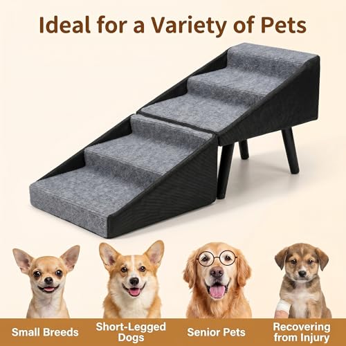 Foldable Dog Stairs for Small Dogs – 2-in-1 Pet Steps & Ottoman – Non-Slip Wooden Steps for Couch, Ideal for Puppies, Seniors & Injured Dogs - Image 5