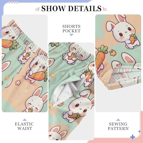 Rabbit Hold Carrot on Pastel Background Pajamas Bottoms with Pockets Comfy Pjs Sleepwear Elastic Waistband Pajamas Pants Lounge Pants for 6-14 Years4