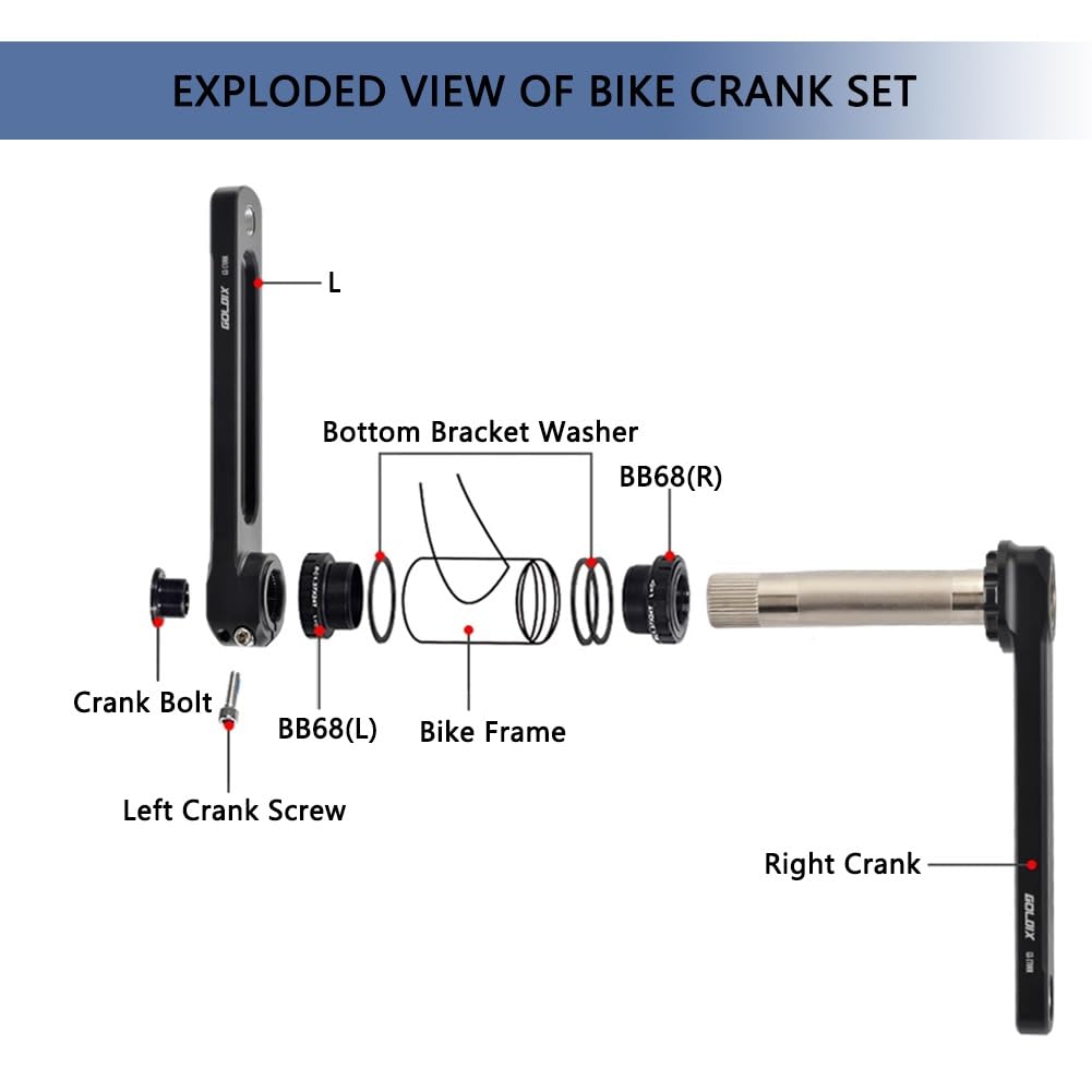 Guarnitura per Bici da Strada 165/170/172,5/175 mm, con Braccio Cavo Integrato, Montaggio Diretto con Movimento Centrale BSA BB 68-73 mm, Compatibile con 7-12 velocità, in Lega di Alluminio.