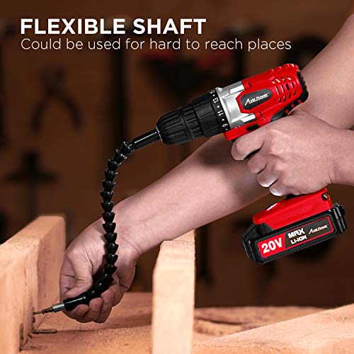 Avid Power 20V MAX Lithium Ion Cordless Drill, Power Drill Set with 3/8 inches Keyless Chuck, Variable Speed, 16 Position and 22pcs Drill/Driver Bits