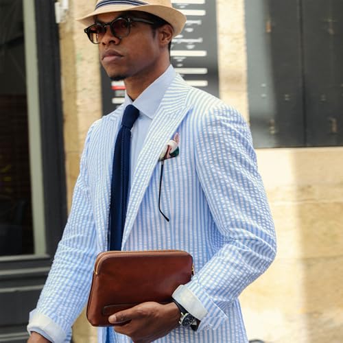 Time Resistance Leather Clutch for Men - Organizer Bag for Men - Wrist Bag - Briefcase Handmade in Italy - Gift Box Included2