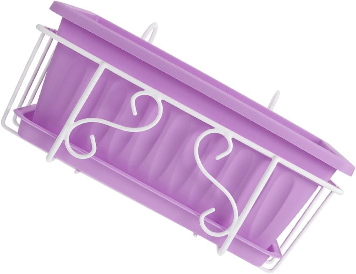 BESPORTBLE Rectangular Hanging Flower Planter Pot with Saucer and Metal Bracket, Medium Windowsill Herb Planter Container for Vegetable and Flower Gardening on Balcony Or Fence