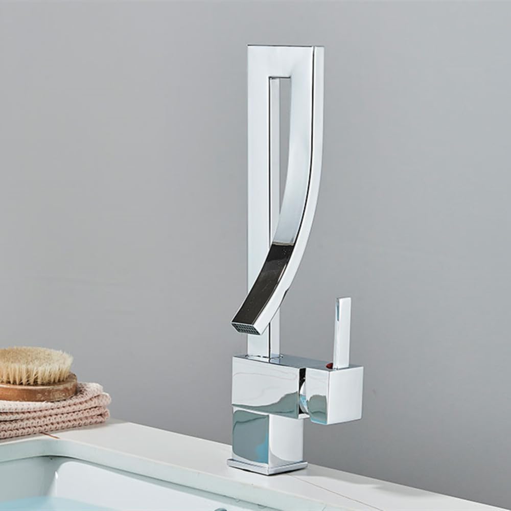 Mitigeur de lavabo en laiton chrome pour remplacer un vieux robinet qui fuit