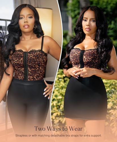 Popilush Corset Tops for Women - Shapewear Lace Top Sculpting Detachable Strap Bustier with Buckle Summer Splash2