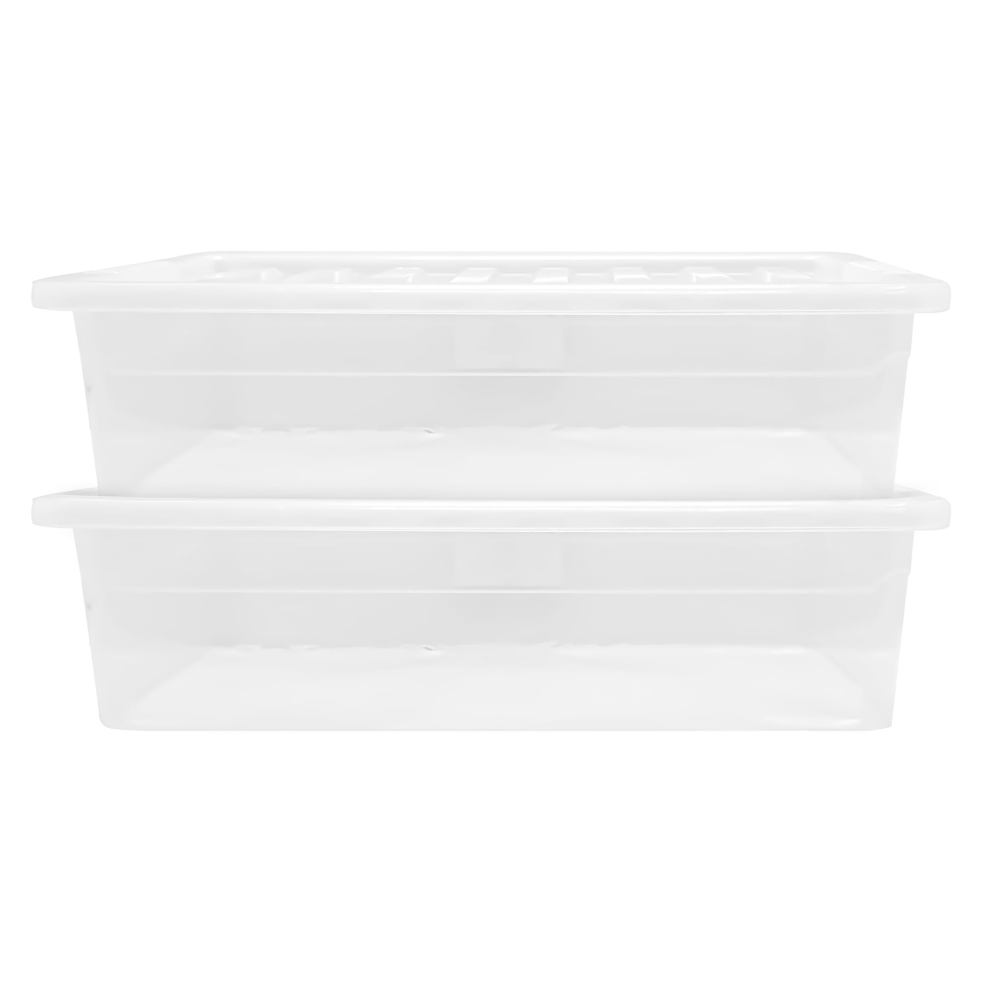 Kmj Clear Kmj® 2 Pack - 45L Under Bed Storage Box With Lid – Large Plastic Storage Box For Clothes, Shoes, Toys Etc.– Underbed Storage Boxes With Lids – Stackable Storage Boxes Plastic
