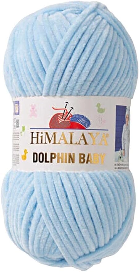 Himalaya Dolphin Baby Yarn Each Skein 100gr 120m Super Bulky Yarn for Knitting&Crocheting Ideal for Cardigans Shawls Blankets Hats and Home Textiles (1, 80306 Light Blue)