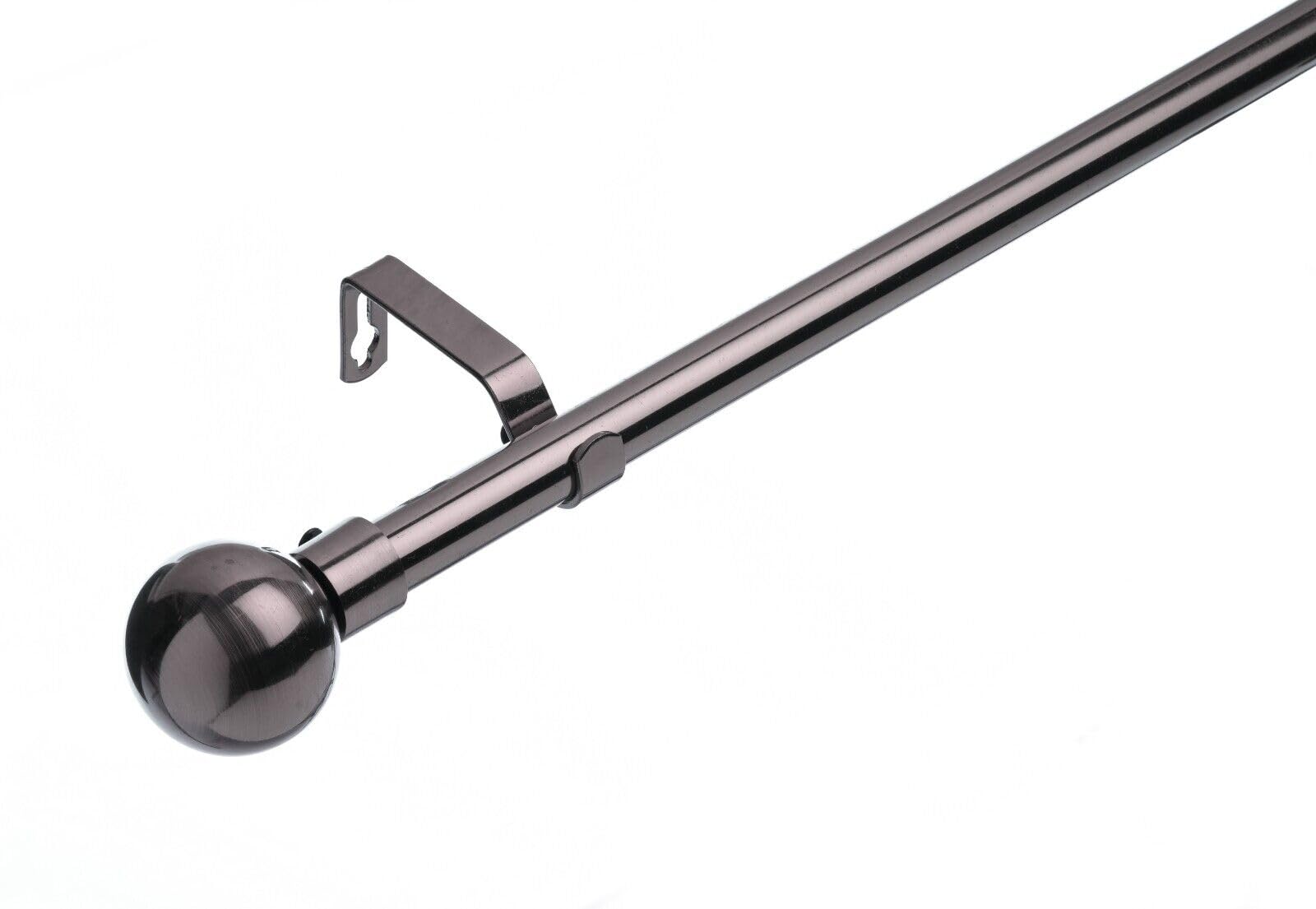 Lister Cartwright 19 mm Curtain Pole for Windows, Extendable 210–320 cm, Black Nickel Metal Rod with Ball Finials, Adjustable Drapery Pole for Eyelet Curtains, Living Room,Bedroom Non Slip
