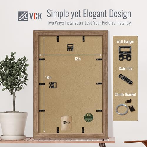 Image of VCK 12x18 Frame 5 Pack, Walnut Wood, 11x17 Mat, Glass, for Picture Prints