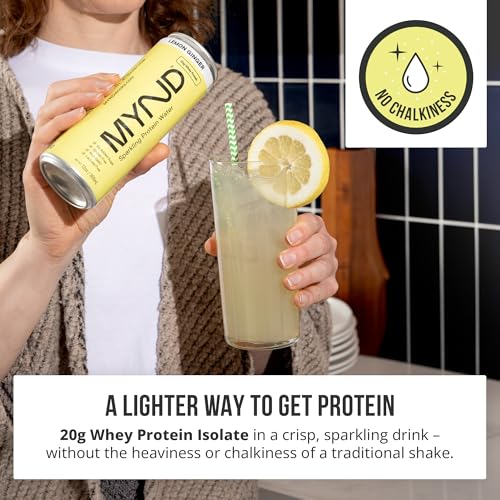 Image of MYND Sparkling Protein Water, Clear Protein Drink - 20g Whey Protein Isolate Per Can, 12 Pack - Lactose Free, Gluten Free, No Added Sugar - Ready-to-Drink Carbonated Protein Drinks - Variety Pack